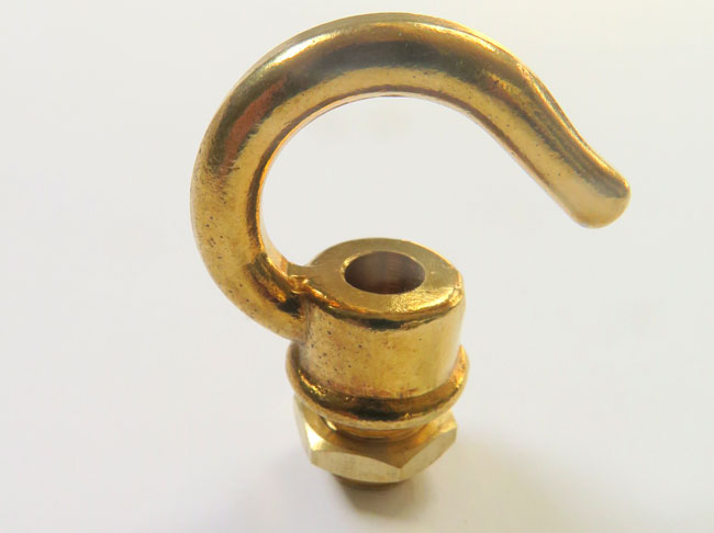 Solid Polished Brass Hook and Nut