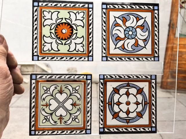 Victorian printed 4mm glass tiles